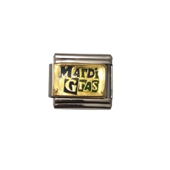 Italian Charmlink for Charm Bracelet Mardi‎ Gras 9mm - Picture 1 of 2